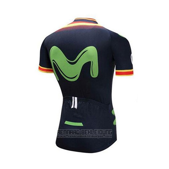 2018 Fahrradbekleidung Movistar Champion Spanien Trikot Kurzarm und Tragerhose - zum Schließen ins Bild klicken